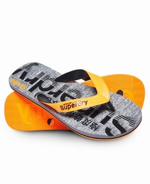 Superdry Scuba Grit Férfi Papucs Fekete/Narancssárga/Szürke | KNIVL2175